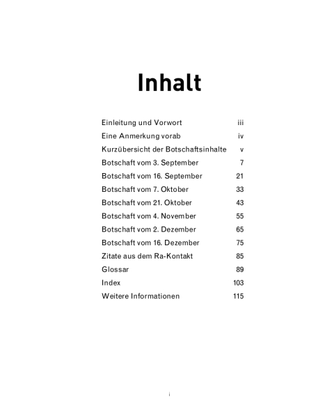 Botschaften 2017 (II) Inhaltsverzeichnis